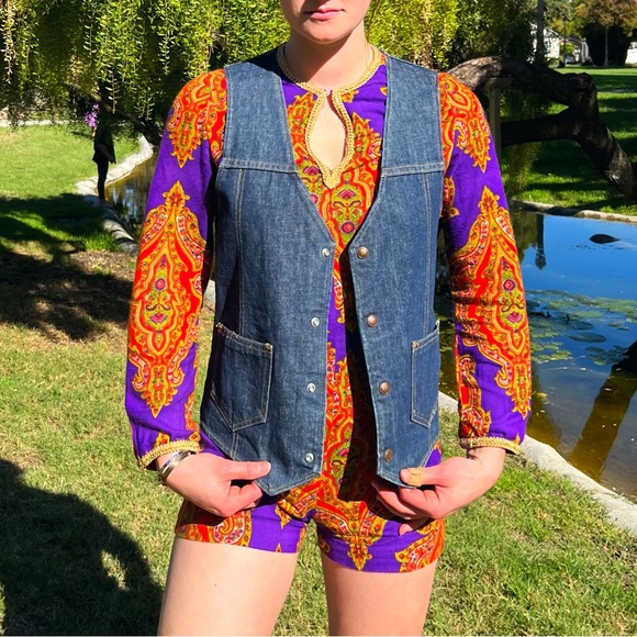 1970s Harley Davidson Denim Snap Front Vest - Picture 7 of 7